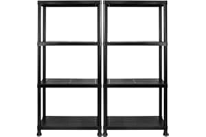 TekBox Garage Storage Shelves Black Plastic Shed Office 3 4 or 5 Tier Shelving Unit (2, 4 Tier)