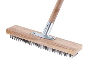 Mgichoom Wire Broom Brush, Metal Wire Bristle Broom Brush Sweeping Deck Scrub, Garden Brush Outdoor, Wood Brush Head With Wire Bristles For Cleaning Driveways, Patios, Concrete Surfaces, Pools