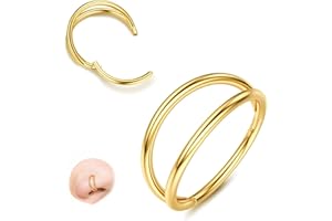Diamday Triple/Doble Bisagra Anillos Piercing Nariz Aro- 316L de acero quirúrgico Clicker Septum Piercing Joyería Nariz Helix Lip Anillos Cartílago Pendiente Rook Tragus Body Piercing Joyería 18G 16G