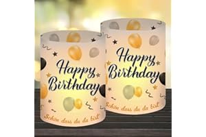 O-KINEE Lot de 12 Lanterne Photophores Décoratifs de Table pour Anniversaire, Bougies Décoration Table pour Anniversaire Homme Femme, Décoration de Table Happy Birthday, Convient pour Bougies Chauffe-Plat