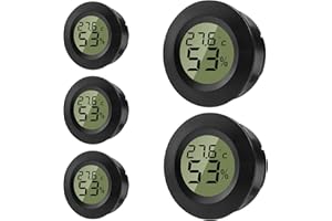 ZHITING Hygrometer Thermometer Mini Digital Temperatur Luftfeuchtigkeitsmessgerät Rund Humidity Meter für Innenräume, Gewächshäuser, Terrarien, Gitarrenkoffer,Humidor, Inkubatoren & Glas (5er Pack)