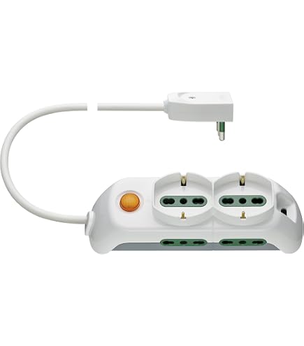 Vimar Mehrfachsteckdose Mit Schalter – 1 Stecker, 2 Steckdosen, 3m Kabel, Schwenkbar, Überspannungsschutz