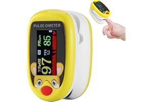 PAGAMADU Oxímetro pediátrico. Pulsómetro profesional Medidor-saturador oxígeno en sangre con pantalla LED. Control de Frecuencia Cardíaca y nivel del de oxígeno de tu bebe. (AMARILLO)