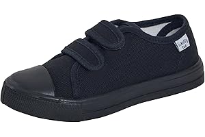 SCRUFFYTED Kids Canvas Shoes Boys Trainers Girls Pumps Unisex Easy Fasten Plimsolls Casual Shoes