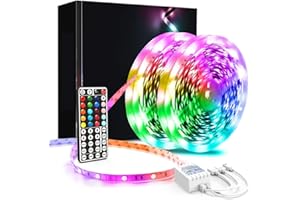 phopollo Led Strip Light, 20m Led Lights with 44 Keys Remote, Flexible RGB Colour Changing Led Light Strips for Bedroom,Party(10mx2)