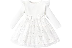 PATPAT Baby Mädchen Tüllkleid Mit Langen Ärmeln, Tutu Für Kleinkind, Perfekt Als Blumenmädchen Oder Weihnachtsfeier Geburtstags Langarm Prinzessin Kleid, 3-24 Monate