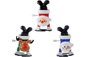 Mienocol 3 Stück Weihnachten Aufziehspielzeug für Kinder,Weihnachtsmann Elch Schneemann Aufziehspielzeug,Uhrwerk Lauf Spring Spielzeug für Weihnachten Gastgeschenk Weihnachtsfeier Taschenfüller