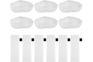 SENENQU 12 Pack Microfibre Cloth Cover Pads, Washable Steam Cleaner Pads Compatible with Karcher EasyFix SC1 SC2 SC3 SC4 SC5 Steam Cleaner | 6pcs for Hand Nozzle & 6pcs for Floor Nozzle