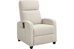 HOMCOM Poltrona Relax Massaggiante con 8 Modalità e 5 Intensità, Poltrona Reclinabile con Poggiapiedi e Telecomando, Pelle PU - 68x88x98 cm, Crema