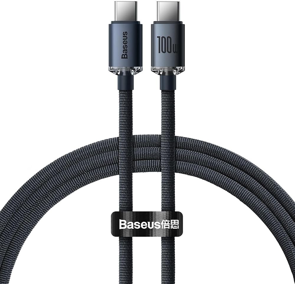 Baseus Crystal Shine 100W 120 cm PD Type-C Şarj Kablosu Siyah