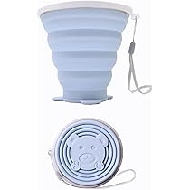 Bicchiere Pieghevole Silicone 270ml - Senza BPA, Con Coperchio, Ideale Per Viaggi E Sport, Blu - Foto 3
