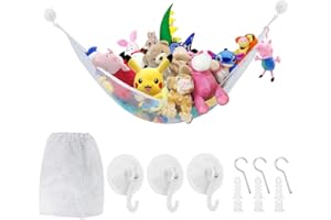 QUCUMER Toy Hammock Large Mesh Toys Holder Net Organizer Stuffed Animals Corner Net Cuddly Toy Storage Hammock Toy Organizer Soft Toy Hammock for Doll Teddy Bear Nursery Play,140 * 100 * 100CM