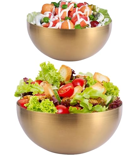 OKUMEYR Bol à Soupe Double Isolation 19 Cm Acier Inoxydable - Bol à Nouilles Doré Pour Usage Domestique