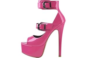 Only maker Peep Toe Pumps con fibbie alla caviglia Tacchi a spillo Rosa Nero