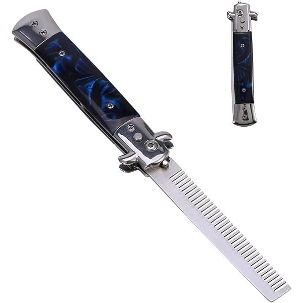 Klappkamm Aus Edelstahl – Sweeney Todd Design, Balisong-artiger Mechanismus, Sammlerstück Mit Geschenkbox