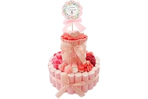 ONZA DULCE Y SALADO SWEET & SALTED Onza. Tarta de chuches para regalar de Comunión. Regalo original para decoración de mesa de chuches. Etiqueta de Primera Comunión personalizada. Recuerdo dulce con chucherías. 1000 gramos (Niña)