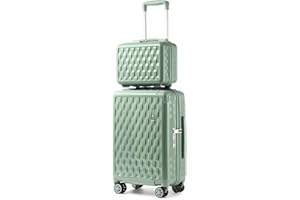 Sea choice Valise Cabine Lot de 2 Ensemble de Bagages avec Vanity Case Rigide Legere pour Bagage à Main ABS+PC à 8 Roues Sets de Bagages 55cm avec Fermeture éclair et Serrure TSA,GEYAO Vert