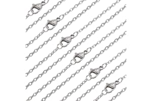 Beebeecraft 1 Caja 30 Piezas Collar de Cadena de Cable 304 Cadenas de Collar Acabadas de Acero Inoxidable de 50 cm para Hacer Joyas DIY