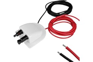 SOEKODU Entrada de Cable Doble Solar, Carcasa de Entrada de Cable Doble Resistente a Intemperie con Cable de Extensión Solar Suave de 10 Pies 10 AWG y Conector de Panel Solar para Proyecto Solar en RV