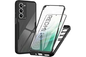 WeiCase Hülle für Xiaomi Redmi 15 4G, Transparent 360 Grad Rundumschutz Schutzhülle mit Integriertem Displayschutz Stoßfest Ultradünn Silikon Handyhülle für Redmi 15 4G, Schwarz