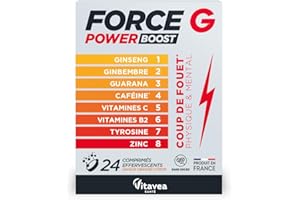Force G Power Boost - Complément alimentaire énergie - Ginseng, Gingembre, Guarana, Caféine,Vitamine C & B2, Zinc - 8 actifs renforcés - 24 comprimés effervescents - Fabriqué en France - Vitavea