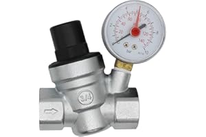 OEMCLIMA DN15 DN20 válvula presión reductora cromado regulador presion agua con manómetro indicador presion agua 1/2 3/4 pulgada (DN20)