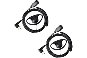 UAYESOK D-Shape Earpiece Police Security 2 Way Radio Headset with PTT Mic Microphone For 2 Pin Motorola CP040, CP140, Hytera, Midland Two Way Radio Accessories(Pack of 2)