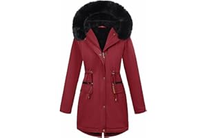 Tuopuda Manteau Femme Hiver Chaud Doudoune Long Parka Manteau Doublé de Polaire Capuchon d'hiver Blouson avec Fermeture éclair Veste Manteaux Epaissé