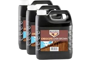 BARTOLINE 3X Creocote Creosote Substitute Dark Brown Timber Wood Fence Treatment 4Ltr