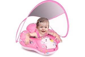 LAYCOL Flotador Bebe Inflable, Nuevo Piscina Bebe de Protección Solar Antivuelco, para Niños de 3 a 36 Meses