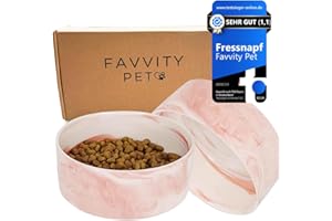 FAVVITY PET Hundenapf Keramik für Kleine und Grosse Hunde - Modern [rutschfest] Spülmaschinengeeignet | Futternapf Fressnapf für deinen Hund (2er Napf Set Rosa 850 ml)