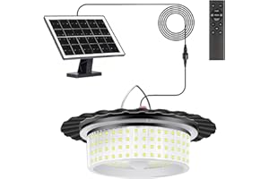 LEKIA Lampe Solaire Exterieur Interieur, 244 LED Eclairage Solaire Exterieur avec Télécommande, Détecteur de Mouvement, Minuterie, 5 Modes Lumiere Solaire pour Maison, Jardin, Tonnelle, Garage