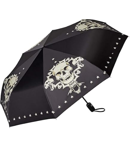 DS. DISTINCTIVE STYLE UV-Regenschirm – Totenkopf-Muster, Automatisch, 100 Cm – Sonnen- & Regenschutz