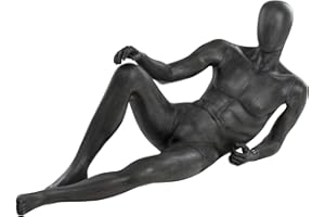 ESTEXO Schaufensterpuppe von Hans Boodt, Mann liegend, lebensecht, Abstrakter Kopf, Kunststoff