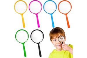 COSYSPARKS Kids Magnifying Glass Kids, Colorful Portable Handheld Magnifying Glasses Plastic Magnifying Glass for Children Magnifier Glass Toy Reading Hobbies Exploring(6Pcs)
