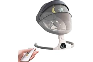 YAZOCO Hamaca bebé electrica Silla Mecedora Bebe Eléctrica con 5 Amplitudes/Música/Bluetooth/Cinturón de Seguridad/Techo Removible y Mosquitera, Hamaca Mecedora Bebe Balancin (Gris)