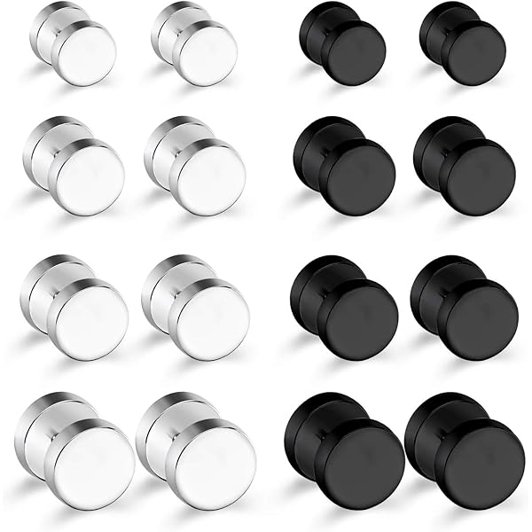 Soul-Cats Fake Plugs Mit Glitzer - 3 Größen 6/8/10mm Schwarz Edelstahl