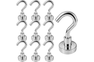 INCNMAD Ganchos Magnéticos 10 Piezas 16 mm Imanes Neodimio Gancho Desmontable Ganchos con Imán Potente para Cruceros, Barbacoa, Cocina, Frigoríficos, Taller, Camper o Furgoneta, Plata