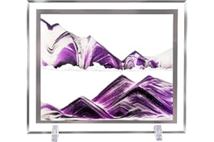 HY HAOYING ITTA Moving Sand Art Picture, 3D Dynamic Sand Art Liquid Motion, Rectangle Glass Rainbow Vision Sand Picture Sandscape Flowing Exotic Sand Frame Relaxing Desktop Home Office Décor