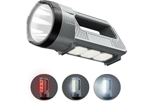 ErayLife Torcia LED ricaricabile multifunzionale ad alta luminosità, torcia portatile a LED super luminosa da 6000 lumen, potente torcia di ricerca più lanterna laterale per la casa all'aperto