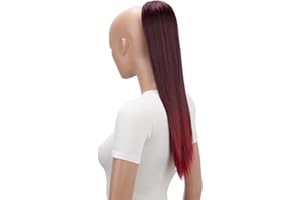 CAISHA 55cm Coda Capelli Nina Con Coulisse Capelli Extensions Finta Per Donna Posticcio Per Capelli Liscio Miscela Rossa PH523