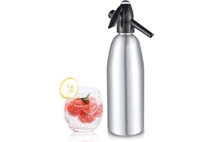 E-GREETSHOPPING Soda Maker Soda Syphon 1L Portable Sparkling Water Maker - Home Made Aluminum Soda Syphon for DIY Carbonated Soda Water, Retro Siphon Bottle Kit for Freshing Seltzer, Cocktails, Juices, Fizzy Drinks