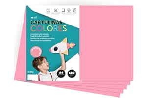 Cartulina de Colores, Cartulina A4 Color Pastel, Folios de Colores 180gr para Manualidades, Imprimir tus Documentos y Diseños Creativos, Folios de Colores Pastel A4 · m-office (x50, rosa)