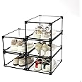Mplerven Shoe Box Transparent Acrylic Stackable Shoe Storage box, Men's and Women's Shoes Storage Box（2PCS） (dark)