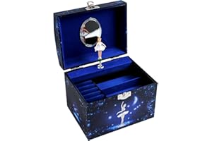 Trousselier - Carillon Ballerina Blu - Carillon Portagioie Bambina a Forma di Vanity - Musica Musica Lago dei Cigni - Fosforescente - Ballerina Regalo Bambina - Porta Gioie Bambina