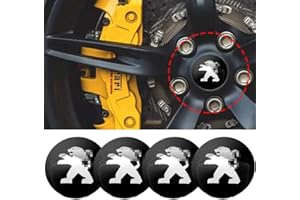 LOPLP Autocollant de Couverture de Centre de Roue de Voiture enjoliveurs de moyeu enjoliveurs Badge emblème Couvre Autocollants pour Peugeots 107 108 206 207 308 307 508 2008 3008,56 mm, 4 pièces