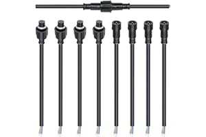 wecan 3-poliges wasserdichtes Kabelverbinder-Set, 18 AWG, 28 cm Stecker/Buchse mit verzinntem Anschluss für wasserdichte Kabelstecker (4er-Set, schwarz)