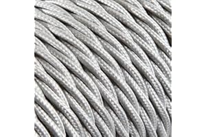 LND Câble Textile Torsadé Argent 2x0.75mm² - Fil Electrique Tissu