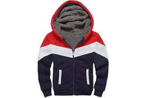 LLdress Veste polaire pour enfant garçon - Veste à capuche - Veste d'hiver chaude - Doublure Sherpa avec fermeture éclair