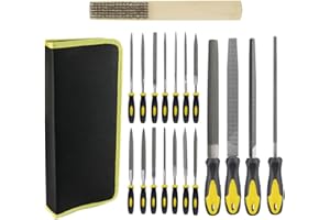 VONLUX 19pcs Feilen Set inkl 14pcs Mini Nadelfeilen und 4pcs Großes Feilenset & Bürste, Profi Kohlenstoffstahl Feilensatz für Holz und Metall, Dreikantfeile/Flachstumpfeile/Rundfeile/Halbrundfeile